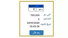 سعر لوحة مميزة "ردي2" يقفز إلى 700 ألف جنيه في مزاد المرور الإلكتروني