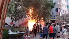 إخماد حريق داخل محل تسالي في الخصوص بالقليوبية
