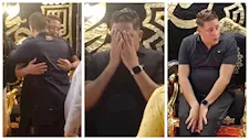 بكاء وانهيار حمو بيكا أثناء تلقيه عزاء والده بالإسكندرية (فيديو وصور)