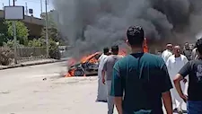 بسبب حرارة الجو.. النار تلتهم سيارتين فى المنيا - صور