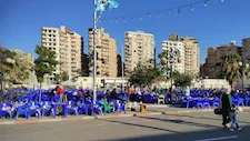 نادي دمنهور يجهز شاشة عملاقة وآلاف المقاعد لمتابعة مباراة مصر وبلجيكا (صور)
