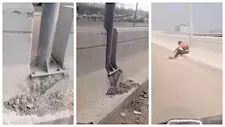 فيديو متداول لمحاولة سرقة أعمدة إنارة أعلى كوبري القباري بالإسكندرية