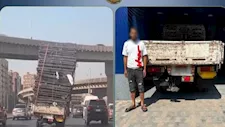 ضبط سائق عرض المواطنين للخطر بحمولة حديد زائدة على الدائري