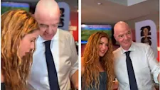 فيديو وصور..شاكيرا مع جياني إنفانتينو رئيس الفيفا في كأس العالم