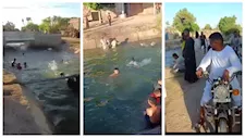 بدل القاعات والتكييف.. عريس في الأقصر يحتفل بالحنة بالغطس في الترعة مع المعازيم