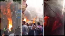 مادة مشتعلة وراء الحادث.. حريق هائل يلتهم مخزن خردة في الإسكندرية (صور)