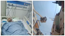 حادث مروع.. سقوط رافعة بعامل أثناء إصلاح عمود إنارة بالإسكندرية- صور
