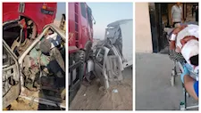 تريلا دهست سيارته.. إصابة سائق بمشروع المخابز في الشرقية- صور