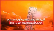 أعلى حرارة في مصر.. طقس أسوان السبت يكسر حاجز الـ 45 مئوية والشوارع تخلو من المارة