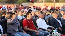بالصور.. فرحة وزير الرياضة ومحافظ القاهرة بأهداف مصر في شباك الأرجنتين