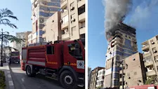 استنفار بـ 14 سيارة إطفاء وإسعاف وفصل المرافق لإخماد حريق معهد اتصالات سوهاج  