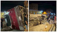 طفل يقود أتوبيسًا ويتسبب في مصرع شخص وإصابة 3 آخرين بالغربية (صور)