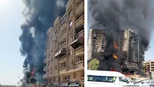 اندلاع حريق هائل بعقار سكني في حدائق الأهرام | صور 