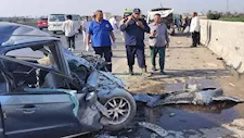 "العربيات تهشمت".. إصابة 9 موظفين بالطيران المدني في تصادم بطريق بنها الحر (صور)