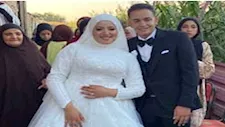 "فرحة على قد الإيد".. عروسان من الباجور يحتفلان بزفة فلاحي وسط الحقول - صور
