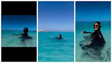 بـ "البوركيني".. حلا شيحة تسبح في عرض البحر بأحدث ظهور