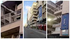 بسبب الرياح.. إزالة خطورة شرفة عقار تصدعت واجهتها بالإسكندرية - صور