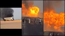20 صورة وفيديو توثق لحظات الرعب في انفجار سيارة أنابيب بأسوان 