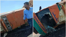 نجوا بأعجوبة.. إصابة طبيب ومسعف في انقلاب سيارة إسعاف بالمنيا 