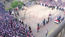 أجواء حماسية وفرحة.. طلاب الدقهلية يؤدون طابور الصباح في أول يوم دراسي