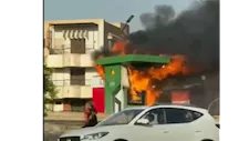 السيطرة على حريق ماكينة صراف آلي ATM أمام جامعة بنها بالعبور