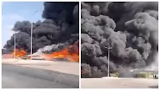 الدخان غطى المنطقة.. تفاصيل حريق هائل بمواسير صرف في 6 أكتوبر