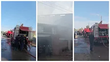 بالصور.. الحماية المدنية تحاصر حريق مخزن بلاستيك بطنطا