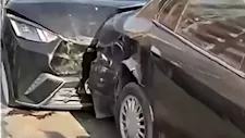 بسبب التوقف المفاجئ.. تصادم 5 سيارات في مدينة نصر | فيديو وصور 