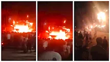 "ألسنة اللهب تتصاعد".. إصابة 5 عمال في حريق مطعم مأكولات بالفيوم (فيديو وصور)