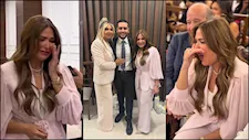 بالصور- بكاء صابرين وظهور نادر لوالدتها في عقد قران نجلها