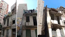 صادر له قرار هدم منذ 2015.. سقوط أجزاء من عقار في محرم بك بالإسكندرية - صور