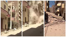 "بقى كوم ركام".. انهيار منزل مكون من 3 طوابق بحي غرب أسيوط - فيديو وصور