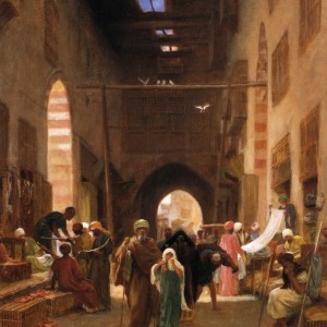 لوحة / سوق في القاهرة رسمت عام 1891 للفنان البريطا