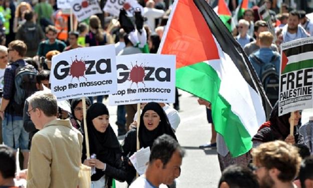 اعتقال 12 شخصا في مظاهرة مؤيدة للفلسطينيين