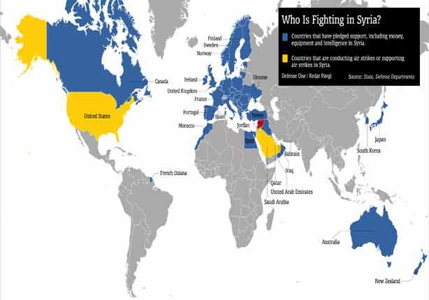 خريطة ائتلاف أوباما للحرب ضد داعش