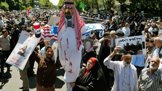  طهران شهدت العديد من المسيرات المعادية للسعودية