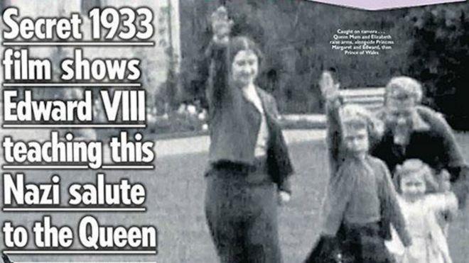 الملكة اليزابيث وهي تؤدي تحية النازية