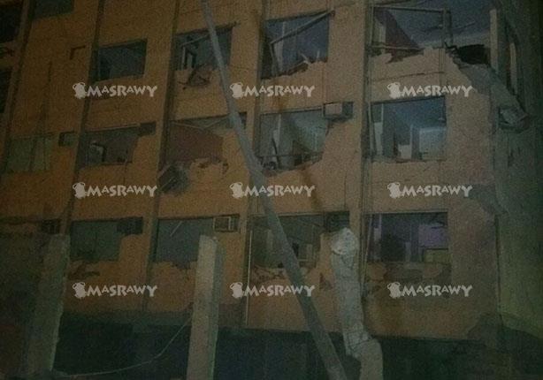 اثار انفجار مبني الأمن الوطني بشبرا الخيمة