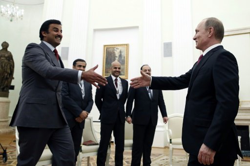 بوتين يستقبل امير قطر الشيخ تميم في الكرملين