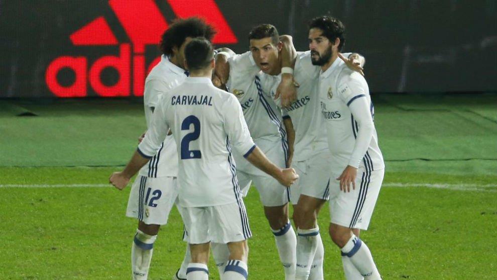 فرحة لاعبي ريال مدريد بالفوز