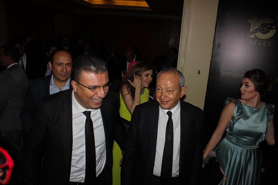 نجيب ساويرس يستقبل عمرو الليثي خلال حفل بروموميديا