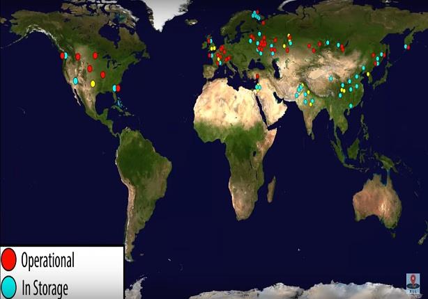 خريطة مناطق تخزين الأسلحة النووية في العالم