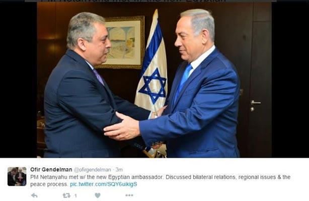 رئيس وزراء إسرائيل يستقبل السفير المصري الجديد
