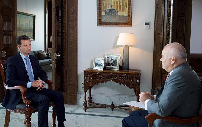 الرئيس السوري بشار الأسد في حواره مع وكالة أنباء س