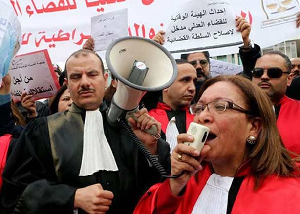احتجاجات قضاة تونس