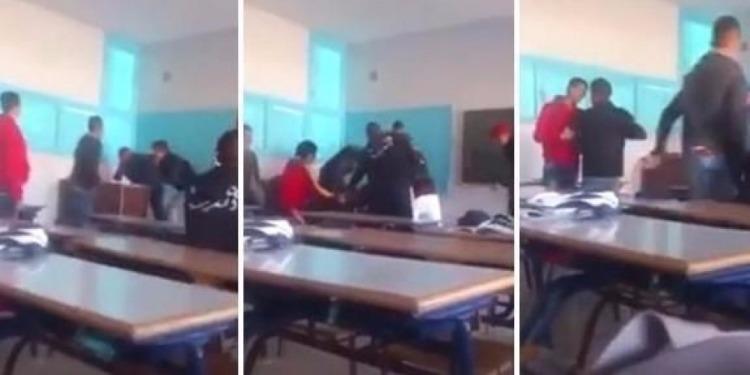  فيديو صادم لطالب يضرب أستاذه في المغرب.. وهذه ردو