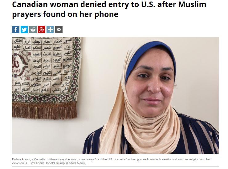 منع كندية مسلمة من دخول الولايات المتحدة