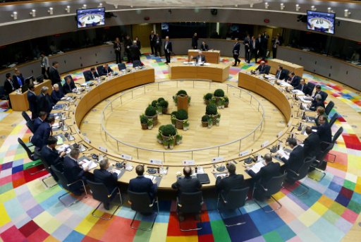 القادة الاوروبيون خلال جلسة في بروكسل في 10 اذار/م