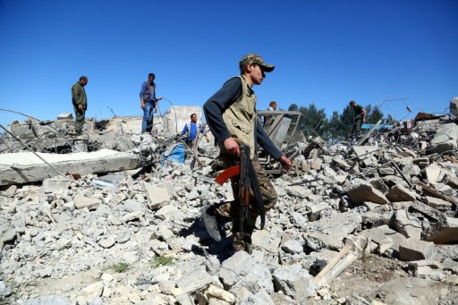 مقاتلون من عناصر وحدات حماية الشعب الكردية يتفقدون