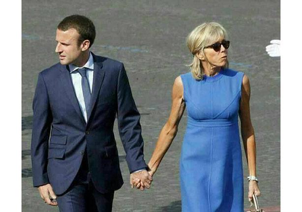 الرئيس الفرنسي المنتخب إيمانويل ماكرون وزوجته بريج